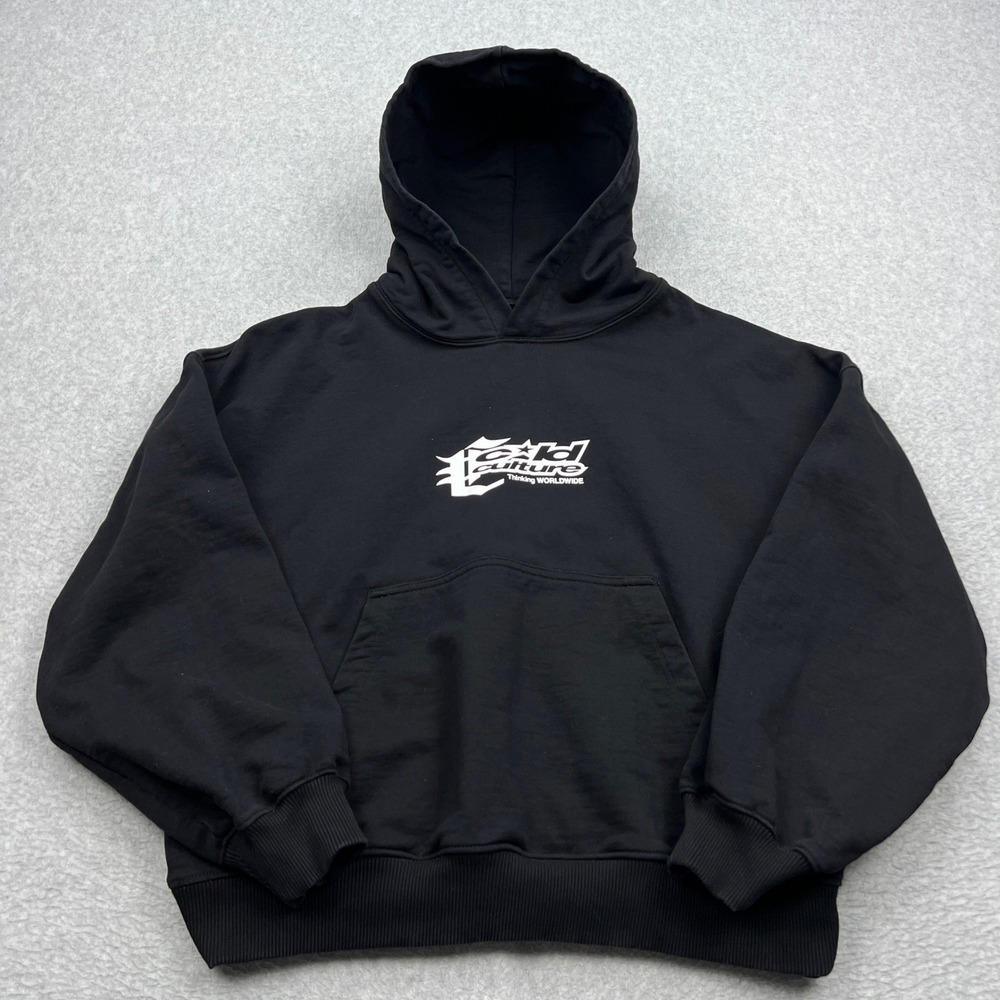 Cold Culture Feeling Good Today Hoodie Mens Medium Black Graphic Boxy Terry Top